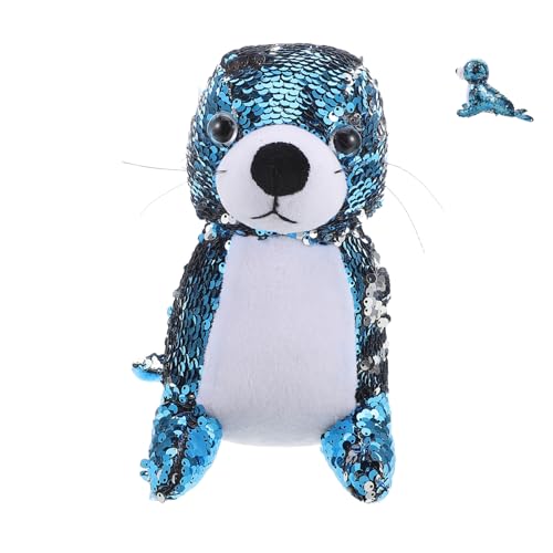 Toddmomy Große Robbenpuppe Aus Plüsch Weich Und Gemütlich Stofftier Wendbar Meerjungfrau-Pailletten-Spielzeug Für Jungen Und Mädchen von Toddmomy
