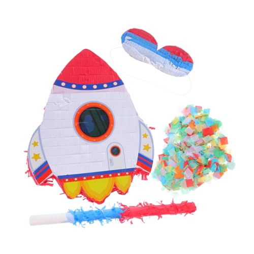Toddmomy Rocket Pinata für Kindergeburtstag mit Blindfold und Stick Weltraum motiv Partydeko Inklusive Zubehör als Spiel und Deko für Jungen und Mädchen bei Geburtstags Faschingsfeiern von Toddmomy
