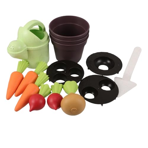 Toddmomy Sandspielzeug Set aus Weizenstroh Kleines Gartenwerkzeug mit Gießkanne und Karottenpflanze Umweltfreundlich Vielseitig für Strand und Garten Fördert Familienzeit und Kreatives von Toddmomy