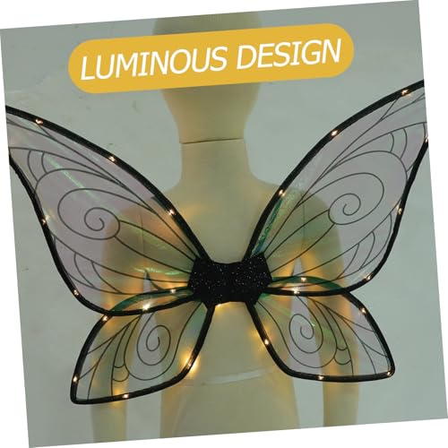 Toddmomy Schimmernde Schmetterlingsflügel mit LED Lichtern für Erwachsene und Elegante Kostümprop für Partys Festivals und Cosplay Dress Up Dekorative Flügel für Magische Auftritte von Toddmomy