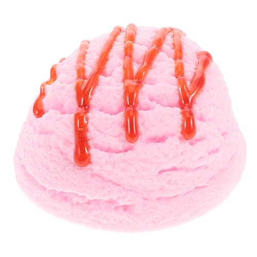 Toddmomy Simulation Eiskugel Dekorationsrequisit Falsches Dessert für Fotografie Realistische Eiskugel für DIY Projekte Kleiner mit Erdbeersauce für Eisdielen und Sammlungen von Toddmomy