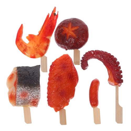 Toddmomy Simulierte Grillspieße mit Realistischen Fake Hähnchenkeulen Garnelen Gemüse Langlebige BBQ Deko für Indoor Outdoor Fotografie DIY für Kreatives Rollenspiel von Toddmomy
