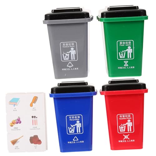 Toddmomy Simulierter Kleiner Mülleimer Spielset Miniatur Mülltrennung Lehrspielzeug Robustes Kunststoff Modell Kindgerechtes Lernspielzeug für Tisch Fördert Feinmotorik und von Toddmomy