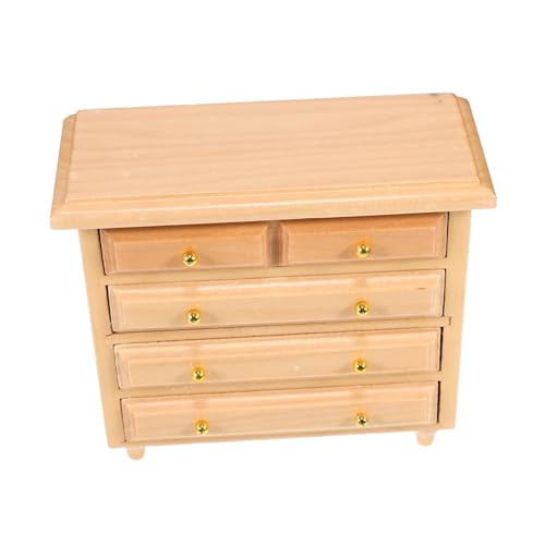 Toddmomy Solider Holzschubladenschrank für Wohnzimmer und Schlafzimmer Realistischer Mini Speicherschrank Zubehör Elegantes Design Langlebige Konstruktion von Toddmomy