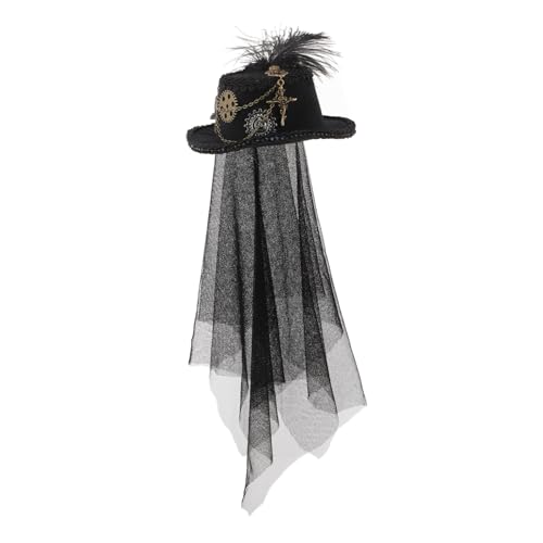 Toddmomy Steampunk Zylinder Steampunk Kostümzubehör Steampunk Hut Einhorn Partyhüte Steam Punk Accessoire Zylinder Mit Schleier Burning Man Hut Steampunk Schmuck Filz Schwarz von Toddmomy
