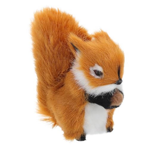 Toddmomy Stofftiermodell Mini-Waldtiere kleines pelziges Eichhörnchen Plüscheichhörnchen Realistische Tierfigur deko Simulation von Tierornamenten Tierauto-Ornament Plastik Light Brown von Toddmomy