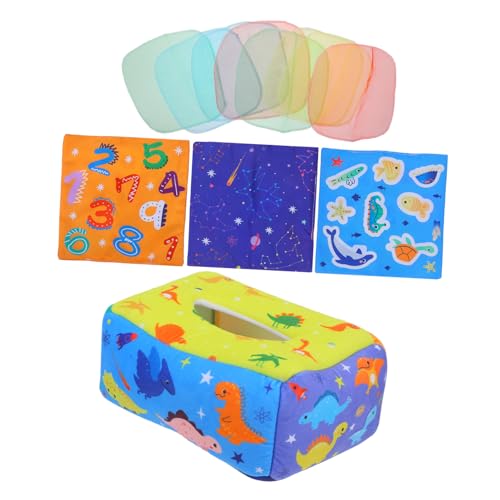 Toddmomy Stofftuchbox Dinosaurier Sicherer Weicher Simulation Tissue Box Lernspielzeug für Kleinkinder Farbenfrohes Montessori Stoffservietten Training Fördert Fingerübungen und von Toddmomy