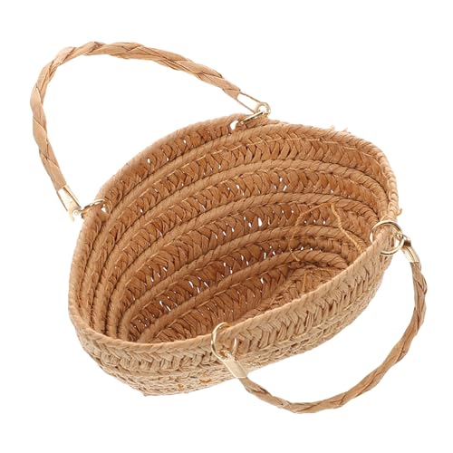Toddmomy Strohsack Minitasche Für Puppe Mini-eimertasche Puppenhaus-Miniatur-einkaufskorb Osterkorb Strohtasche Mini -picknickkorb Handgewebte Tragbare Wasserbechertasche Papier Light Brown von Toddmomy