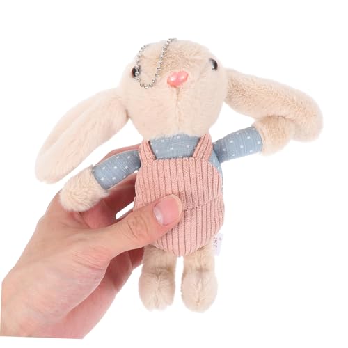 Toddmomy Süßes Plüschkaninchen mit Overall Weiches Kuscheltier für Mädchen Mini Plüschhase als Schlüsselanhänger für Junge Mädchen und Langlebig und Flauschig von Toddmomy