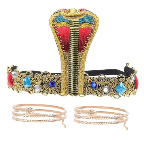 Toddmomy Teiliges Ägyptisches Snake Design mit Schlangen Stirnband und Dekorativen Oberarmbändern Halloween Party Kopfschmuck Damen Komfortables Material Einzigartiges Kostümzubehör von Toddmomy
