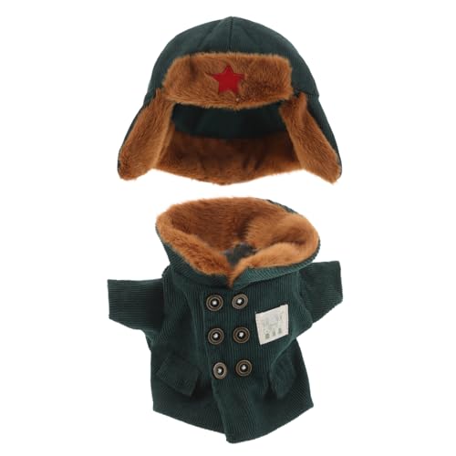 Toddmomy Teiliges Puppen-Armee-Outfit Kuscheliger Wintermantel mit Mütze Kreative Verkleidung für Stofftiere Fantasievolles Rollenspiel für Grün von Toddmomy