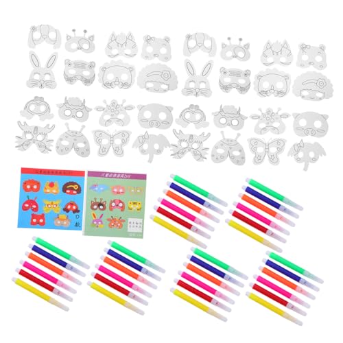 Toddmomy Tiermasken für Bemalen DIY Papiermasken mit Stiften Vielseitig für Halloween Fasching Kostümparty Kreative Bastelaktivitäten und Gruppenprojekte von Toddmomy