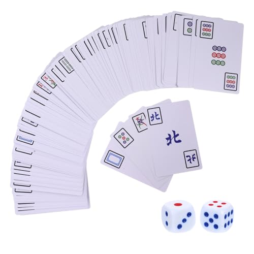 Toddmomy Tragbares Mahjong Kartenspiel mit Würfeln Leichtes Reise Mahjong Kartenset für Familie Party Freizeit von Toddmomy