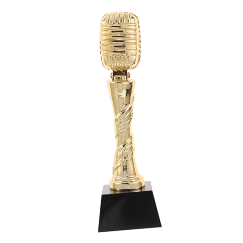 Toddmomy Trophäe Imitiertes Mikrofon Karaoke-Requisiten Mikrofon-trophäe Musikanerkennungstrophäen Dekorationen Für Musikpartys Auszeichnungen des Gesangswettbewerbs Harz Golden von Toddmomy