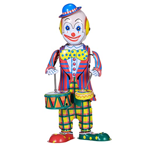 Toddmomy Vintage Clown Schlagzeuger Figur Retro Aufziehspielzeug für Tischdeko Wackelspielzeug für Bars Cafés und Thematische Veranstaltungen von Toddmomy