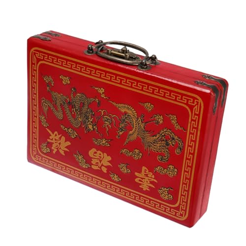 Toddmomy Vintage Mahjong Aufbewahrungsbox aus Robustem PU Großer Stauraum Handlich mit Praktischem Verschluss Vielseitig für Mahjong und Haushaltsgegenstände Elegantes Design für Familie von Toddmomy