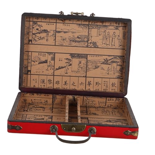 Toddmomy Vintage Mahjong Aufbewahrungsbox mit Griff Großer Kapazität Vielseitig Einsetzbare Retro Mahjong Aufbewahrungskiste für Zuhause und Reisen von Toddmomy