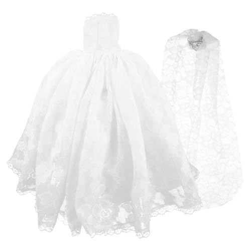 Toddmomy Weiße Puppen Hochzeitskleidung mit Abnehmbarem Schleier für Puppen Brautkleid mit Großem Rock für Mädchen Spielzeugkleidung von Toddmomy