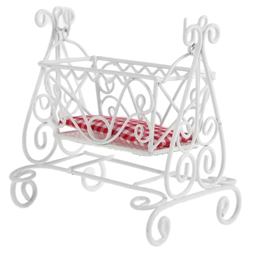Toddmomy Wiege des Puppenhaus puppenbett babybett kinderzimmer zubehör Puppenhaus Dekoration Puppenhaus Szene Miniaturen für Puppenhaus Miniatur-Puppenstubenmöbel Legierung von Toddmomy