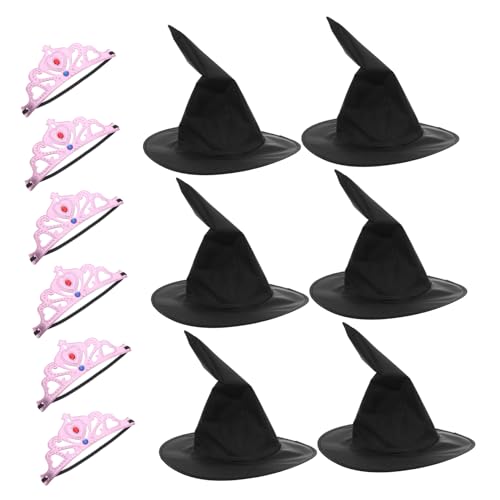 Toddmomy Zauberer Hexe Königliche Hüte Kappen Krone Kleid Mädchen Event Dekorationen Und Party Favors Halloween Fee Kappe Königin Schwarz Weicher Hut Prinzessin Zubehör Zubehör Cosplay von Toddmomy