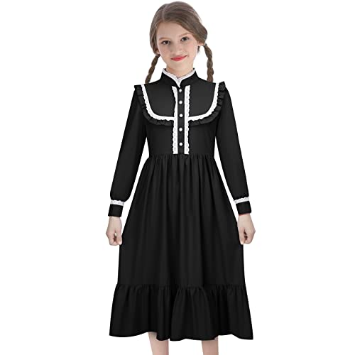 Todollcos Harriet Tubman Pionier-Kostüm für Mädchen, Retro, viktorianisch, rustikaler Rock, Party, Schwarz, 140 cm von Todollcos