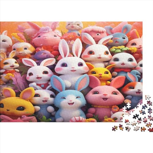 Colorful Rabbit Puzzle 500 Teile, Fun Animals Puzzle Für Erwachsene,Impossible Puzzle,Geschicklichkeitsspiel Für Die Ganze Familie,Puzzle Farbenfrohes Legespiel 500pcs (52x38cm) von ToeTs