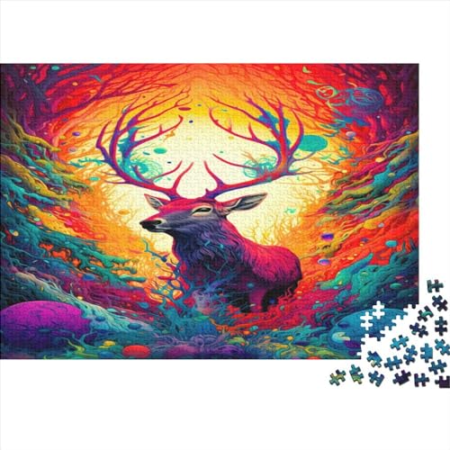 Jungle Deer Painting Puzzles 300 Teile,Puzzle Für Erwachsene, Animal Puzzle, Geschicklichkeitsspiel Für Die Ganze Familie,Puzzle Farbenfrohes 300pcs (40x28cm) von ToeTs