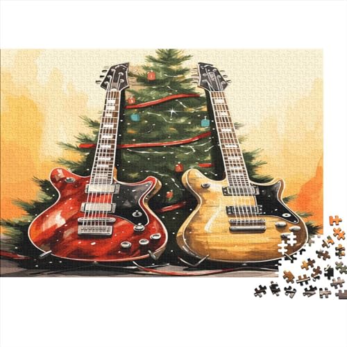 Merry Christmas Puzzles 500 Teile Erwachsener Kniffel Spaß Für Die Ganze Familie - Christmas Guitar Puzzle Abwechslungsreiche Motive Für Jeden Geschmack 500pcs (52x38cm) von ToeTs