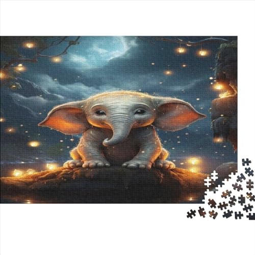 The Little Elephant Under The Starry Sky Puzzles 1000 Teile Erwachsener Kniffel Spaß Für Die Ganze Familie - Cute Animals Puzzle Abwechslungsreiche Motive Für Jeden Geschmack 1000pcs (75x50cm) von ToeTs