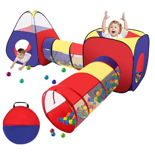 Toemics Spieltunnel 4-in-1 Pop-Up-Spielzelt mit Tunnel Spielzelt Bällebad mit Aufbewahrungstasche mit Reißverschluss für Jungen und Mädchen Toemics Spieltunnel 4-in-1 Pop-Up-Spielzelt mit Tunnel Spielzelt Bällebad mit Aufbewahrungstasche mit Reißverschluss für Jungen und Mädchen von Toemics