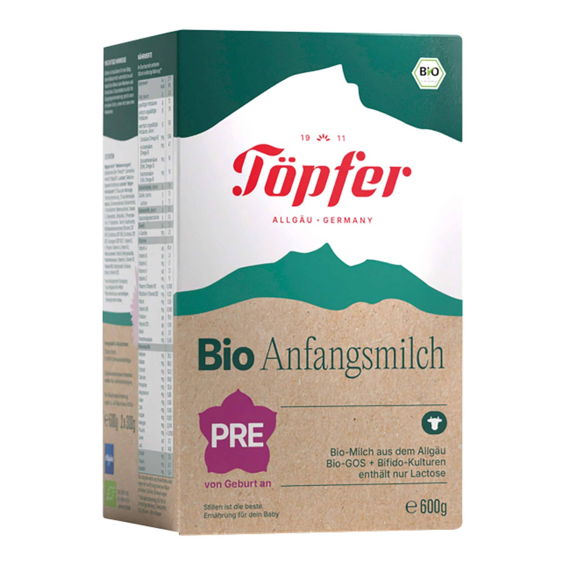 Töpfer Bio Anfangsmilch Pre, 600g von Töpfer
