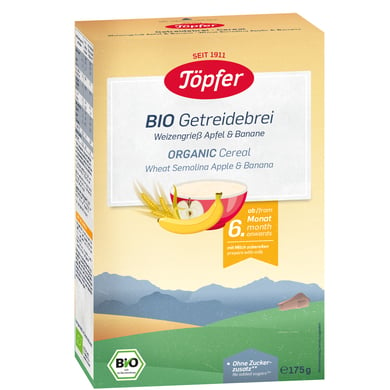 Töpfer Bio Getreidebrei Weizengrieß Apfel und Banane 175 g ab dem 6. Monat von Töpfer