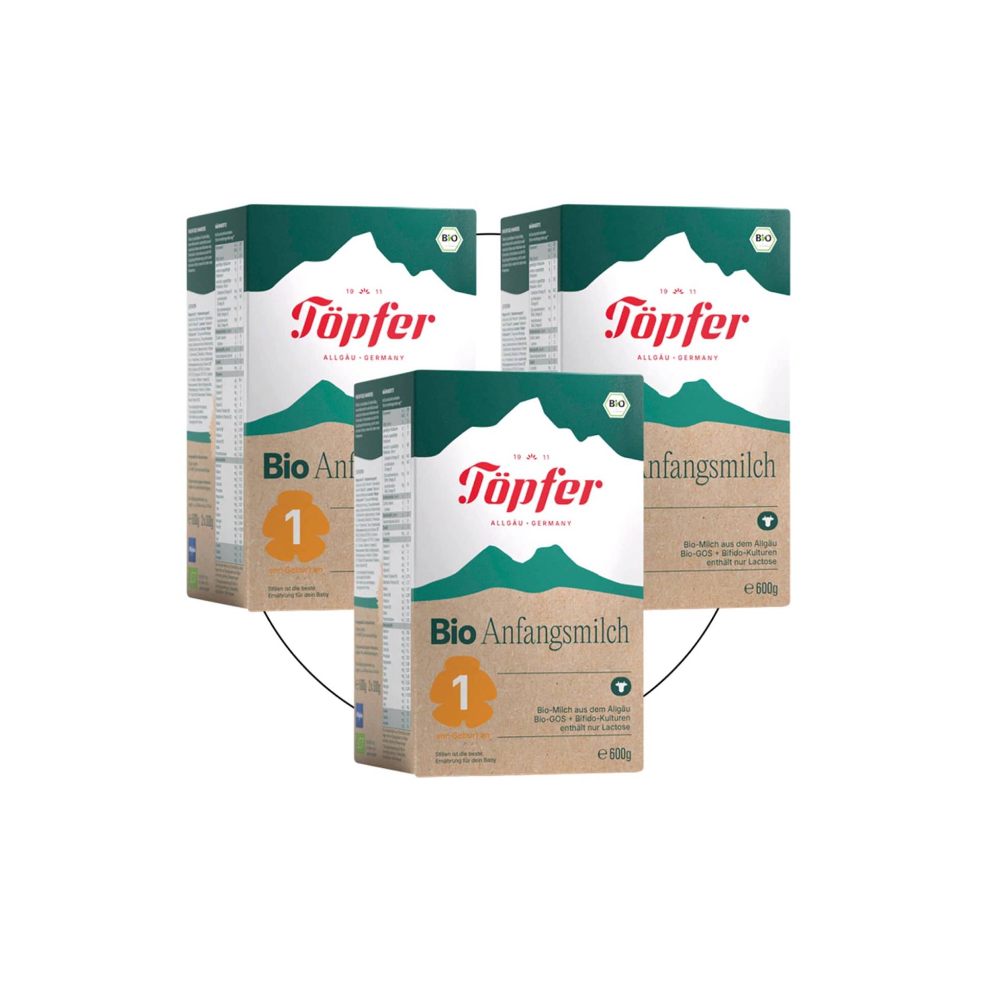 Töpfer Bundle 3er Pack Bio Anfangsmilch 1 600 g von Töpfer