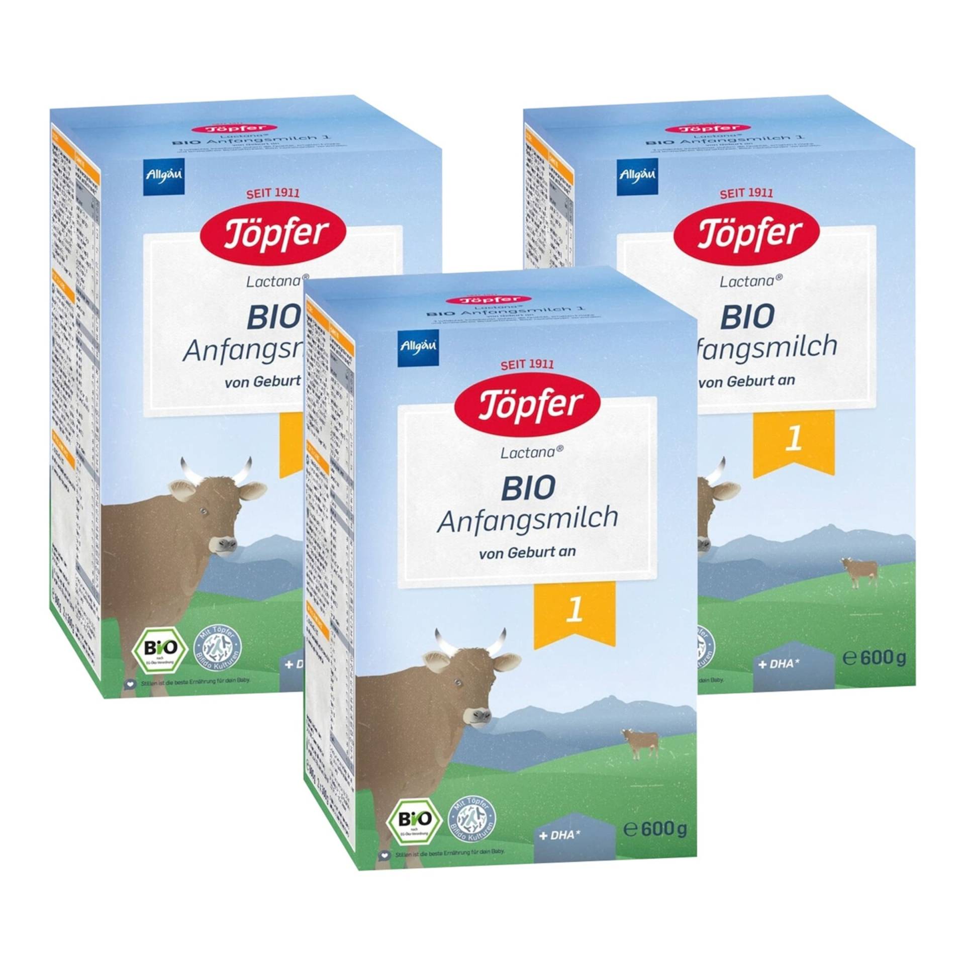 Töpfer Bundle 3er-Pack Bio Anfangsmilch 1 à 600g von Töpfer