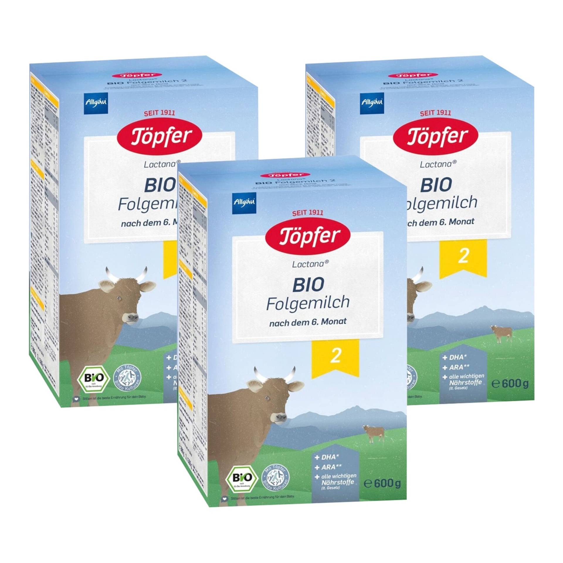 Töpfer Bundle 3er-Pack Bio Folgemilch 2 à 600g von Töpfer