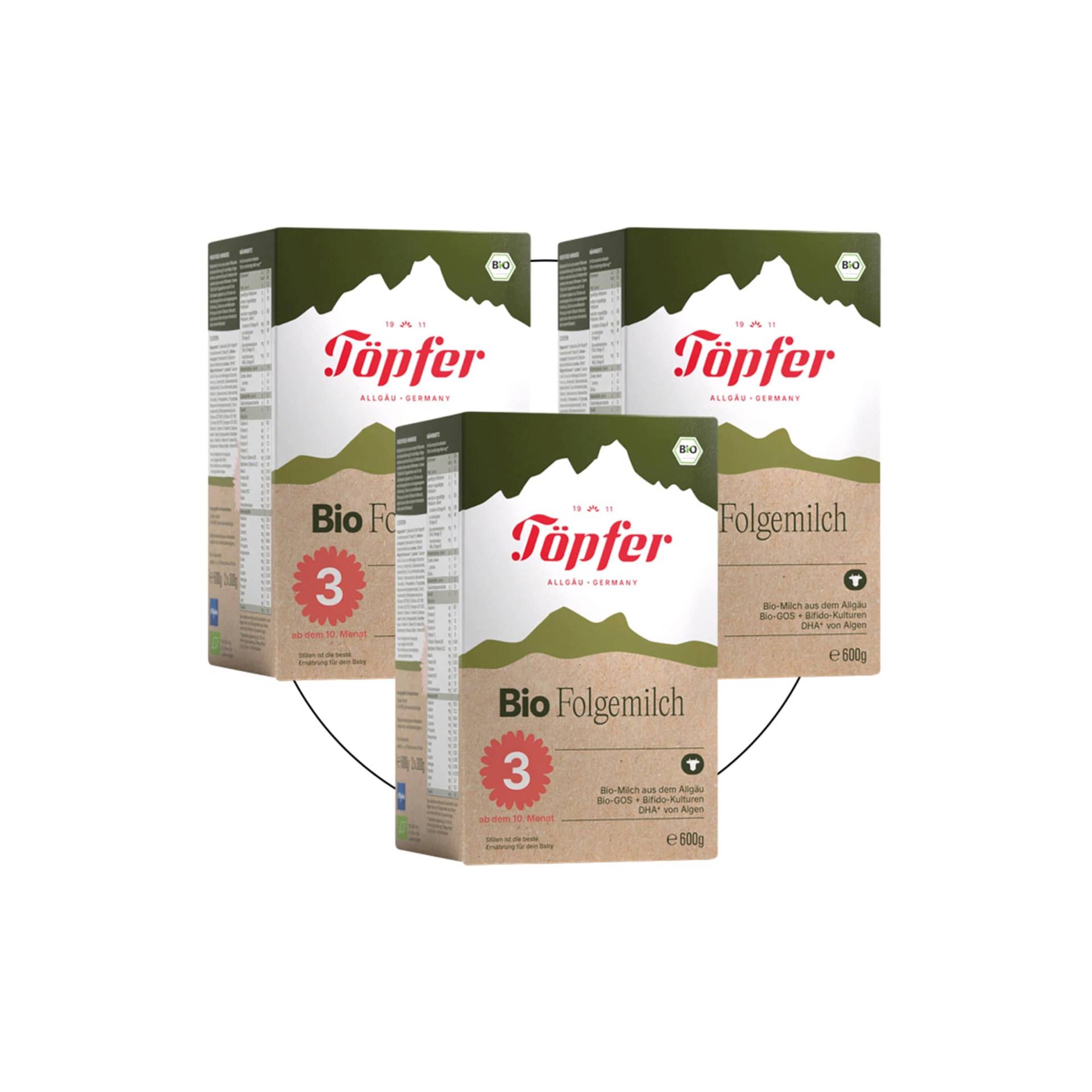 Töpfer Bundle 3er Pack Bio Folgemilch 3 600 g von Töpfer