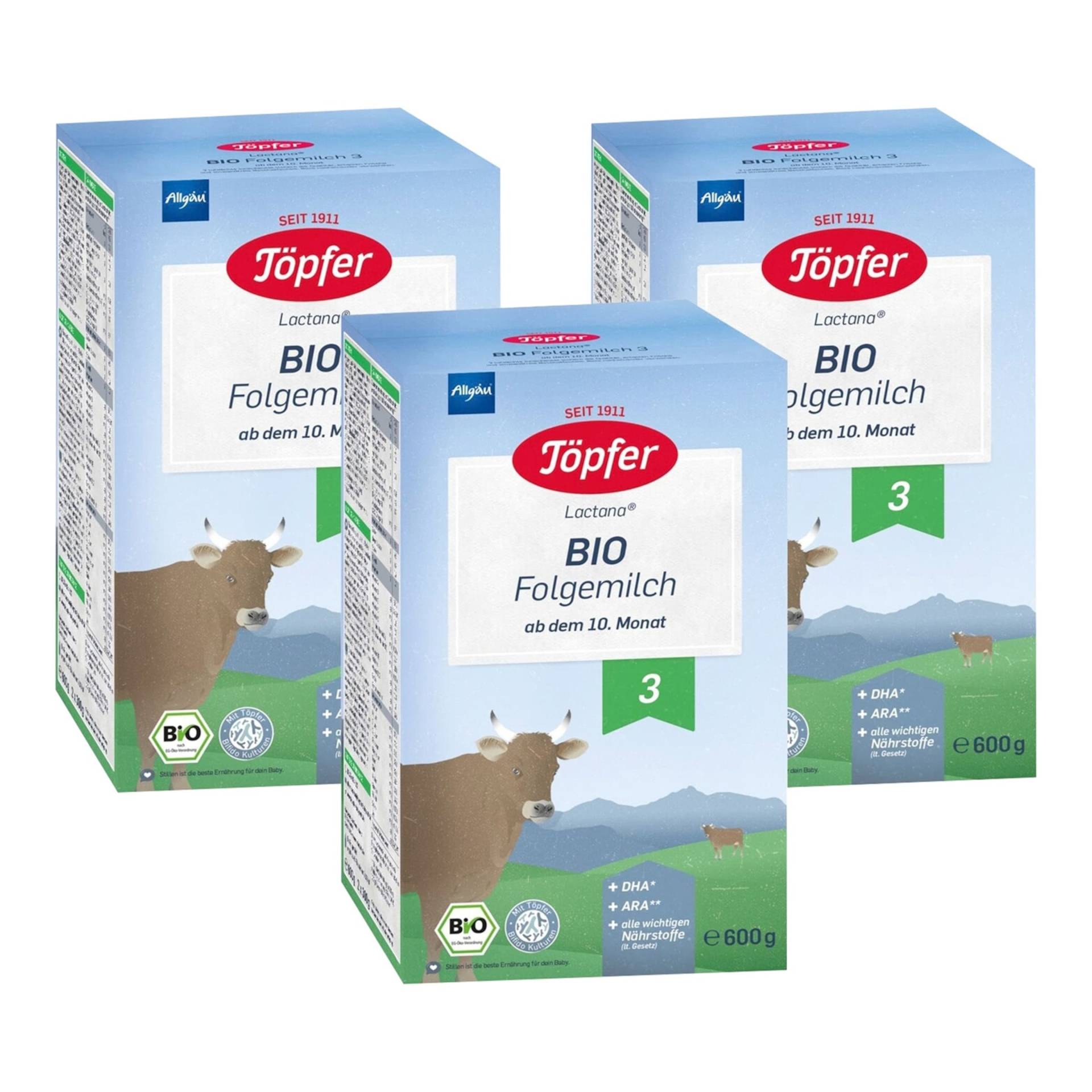 Töpfer Bundle 3er-Pack Bio Folgemilch 3 à 600g von Töpfer