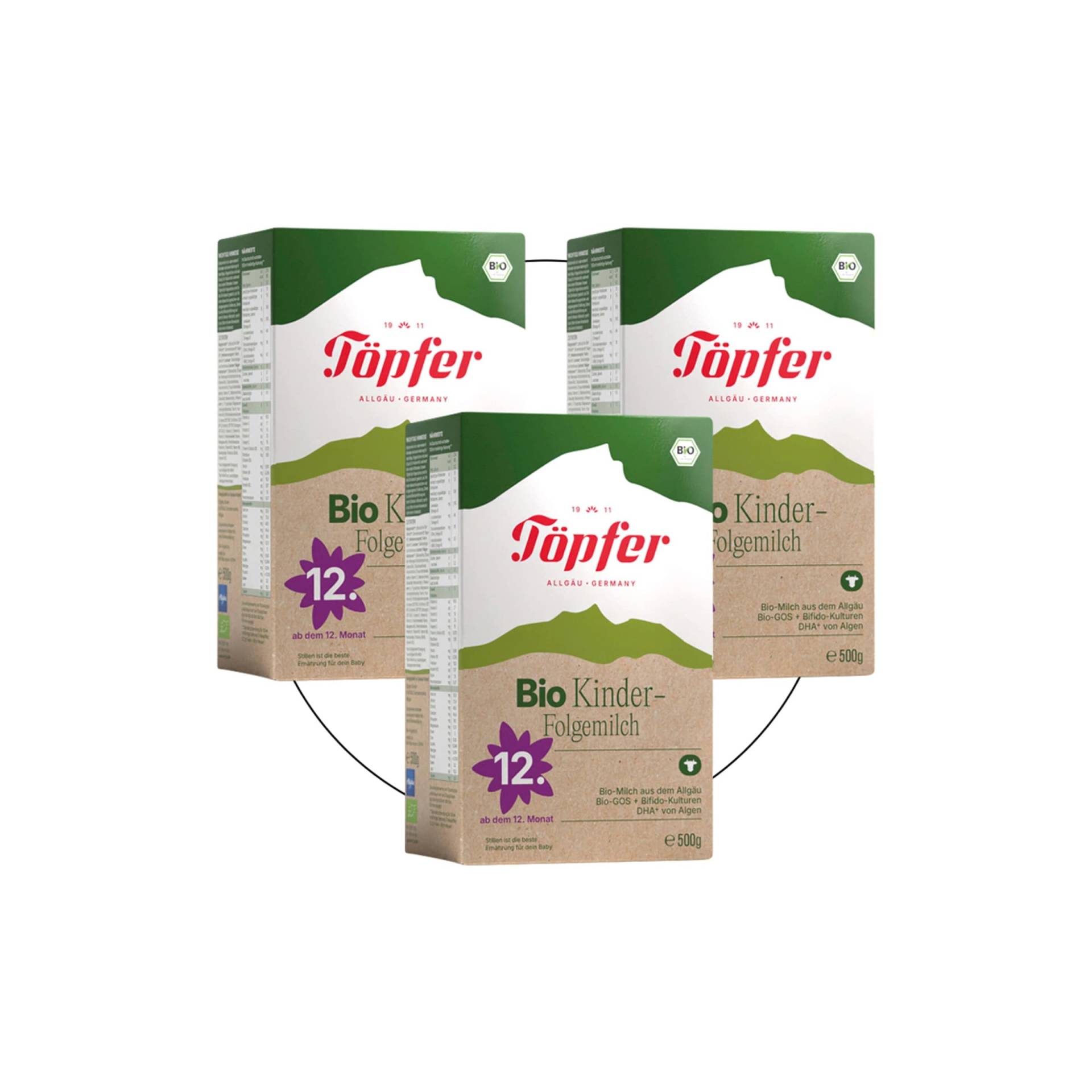 Töpfer Bundle 3er Pack Bio Kinder-Folgemilch 500 g von Töpfer