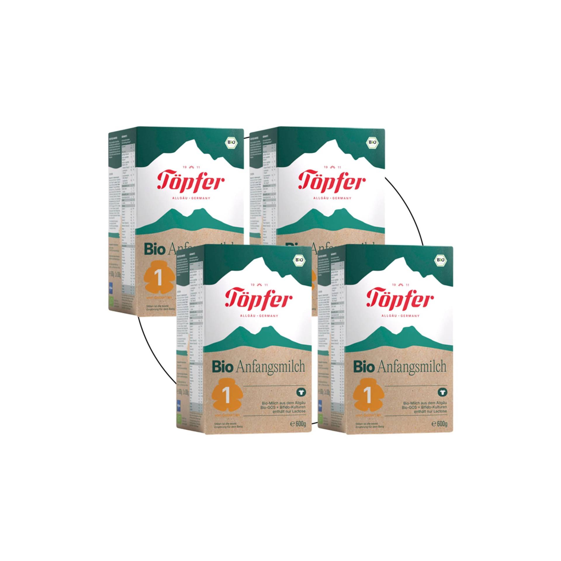 Töpfer Bundle 4er Pack Bio Anfangsmilch 1 600 g Töpfer Bundle 4er Pack Bio Anfangsmilch 1 600 g von Töpfer