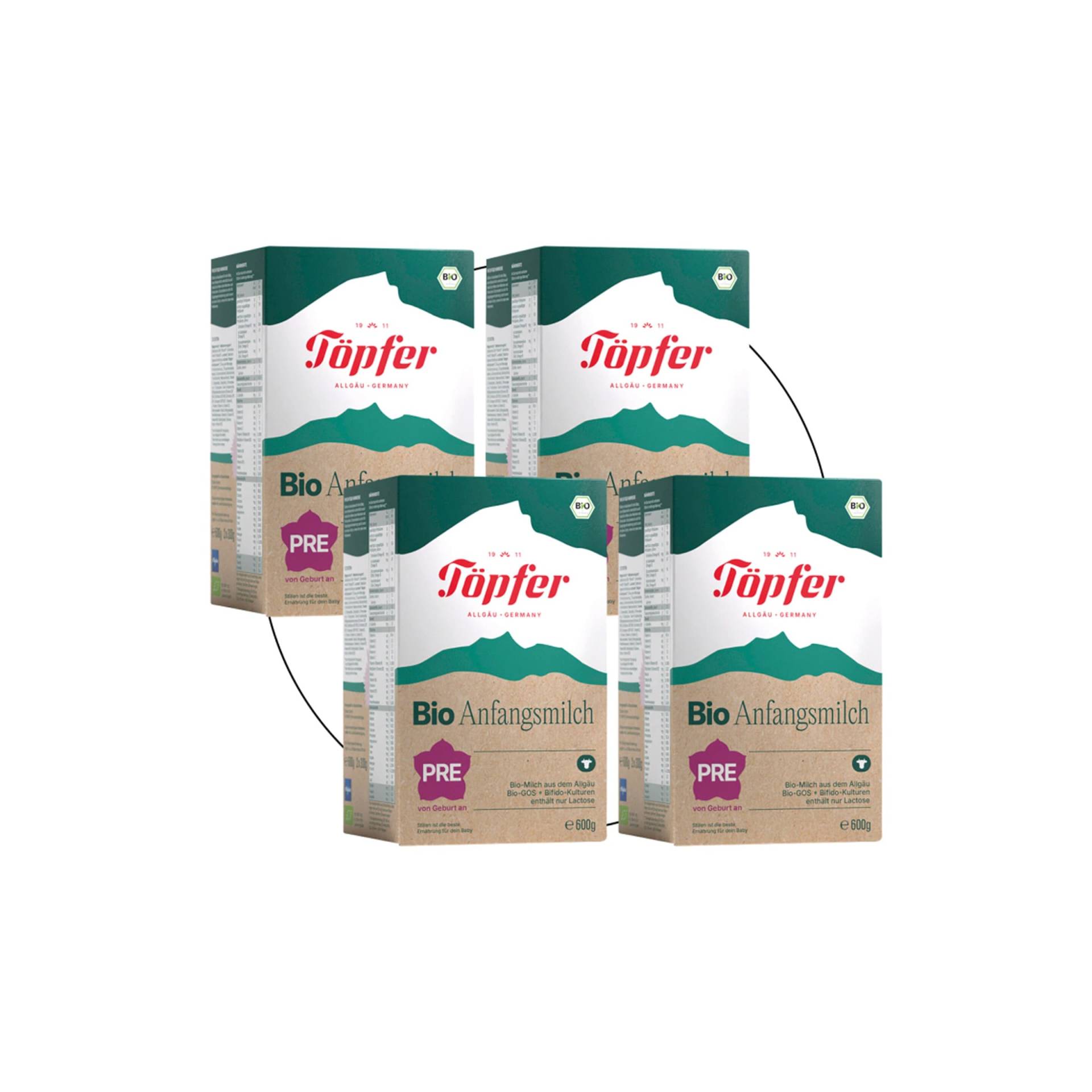 Töpfer Bundle 4er Pack Bio Anfangsmilch Pre 600 g Töpfer Bundle 4er Pack Bio Anfangsmilch Pre 600 g von Töpfer