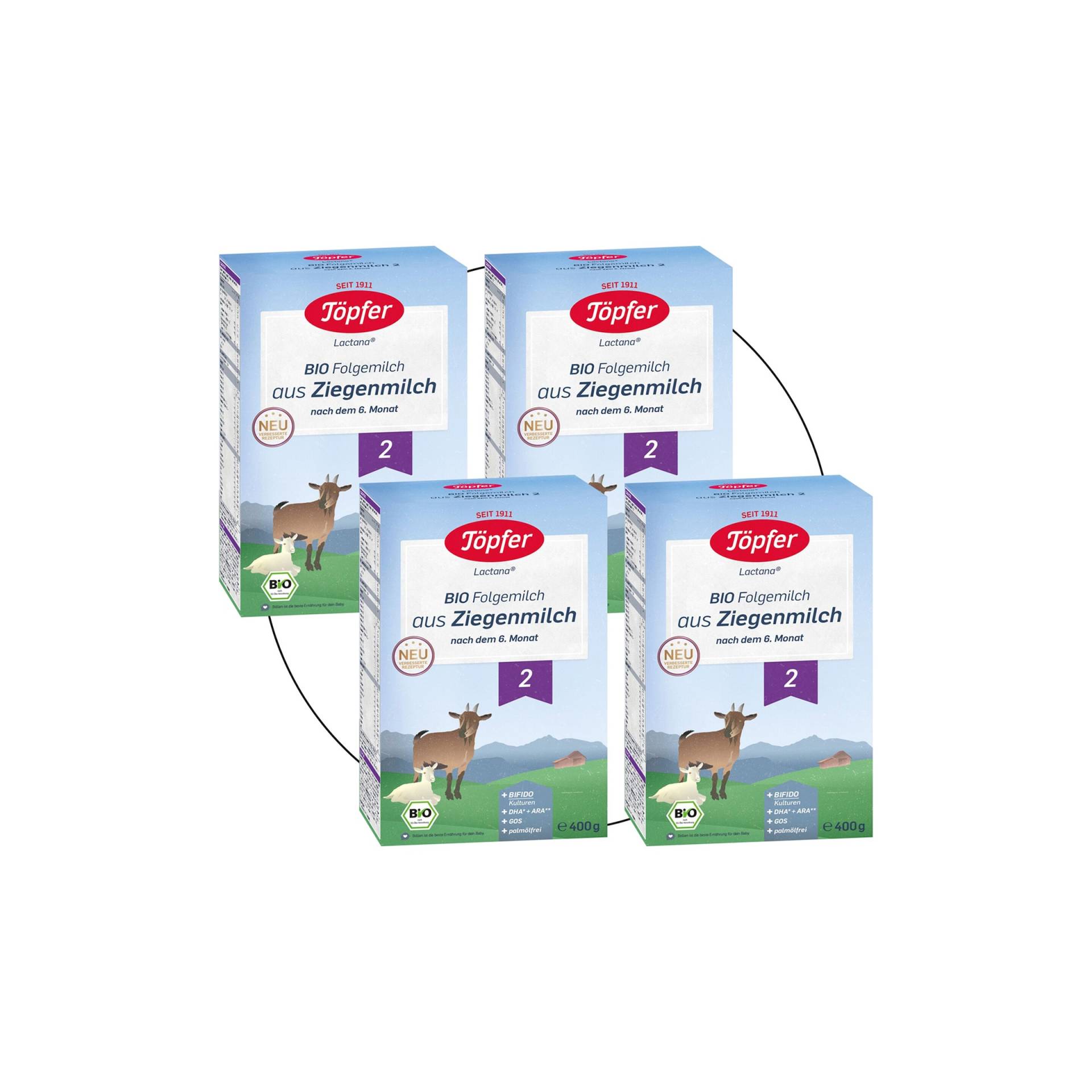 Töpfer Bundle 4er Pack Bio Folgemilch Ziege 2, 400g von Töpfer