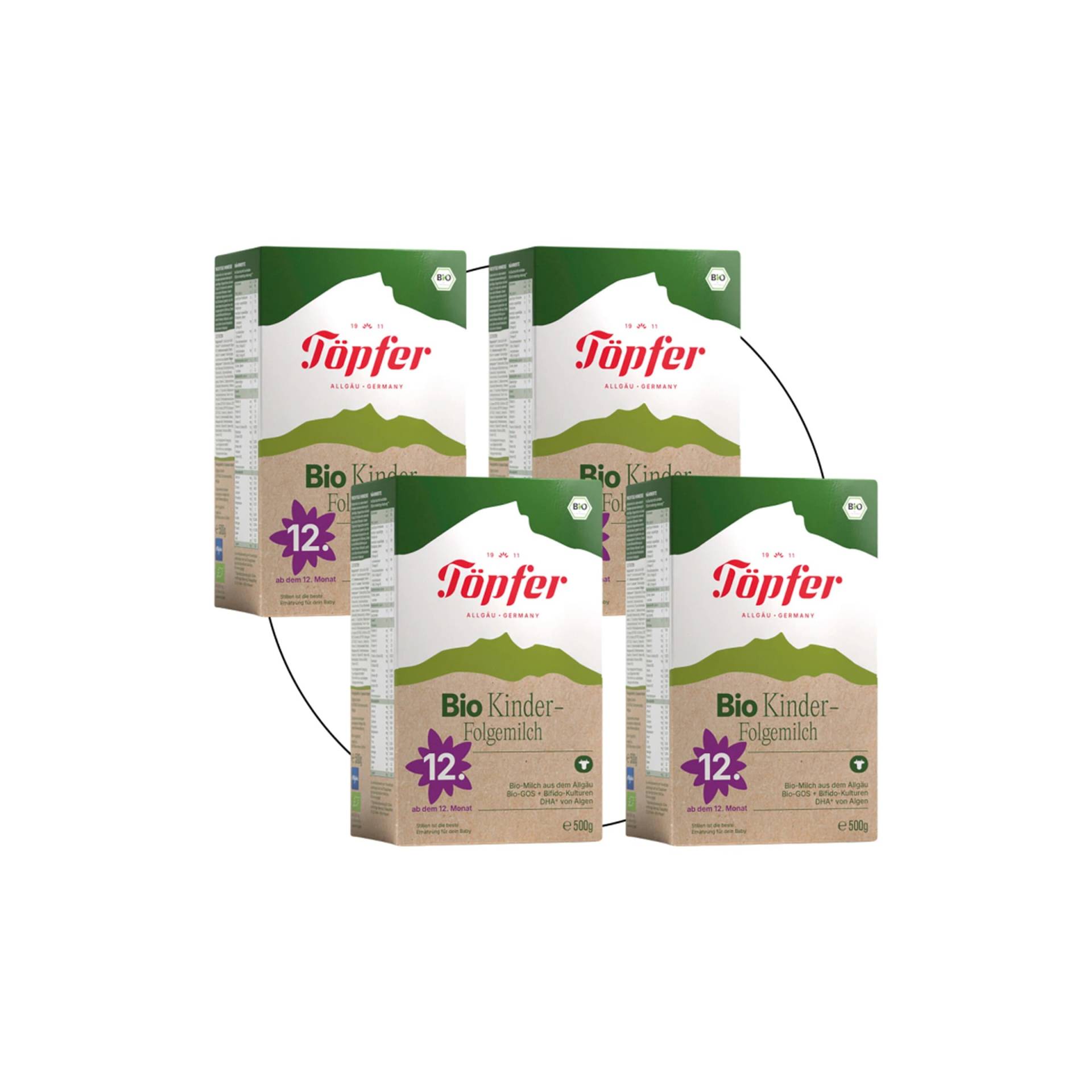 Töpfer Bundle 4er Pack Bio Kinder-Folgemilch 500 g von Töpfer