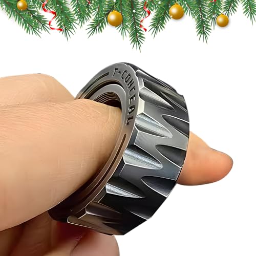 Dual Function Stainless Steel Motorcycle Tire Fidget Ring, Fidget Spinner Hochleistungs Toy Metall Edelstahl Lager, Anti Angst Spielzeug für Erwachsene Kinder Anti Stress Relief Finger Spinner (A) von Toerjii