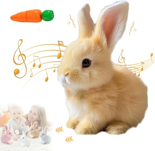 Toerjii Interaktives Kaninchen Spielzeug,Hüpfendes Kaninchen,Ostergeschenke Kinder,Hasen Kuscheltiere Klein Können Gehen und Sprechen,Ostern Geburtstagsgeschenk (Khaki) von Toerjii