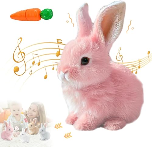 Toerjii Interaktives Kaninchen Spielzeug,Hüpfendes Kaninchen,Ostergeschenke Kinder,Hasen Kuscheltiere Klein Können Gehen und Sprechen,Ostern Geburtstagsgeschenk (Rosa) von Toerjii
