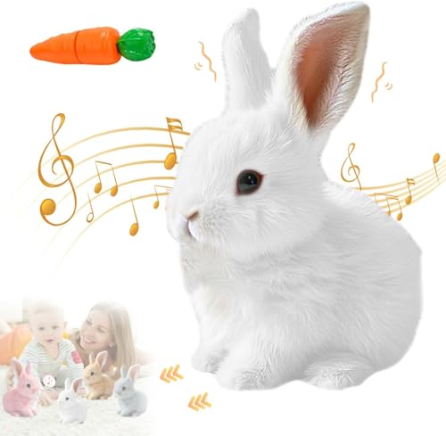 Toerjii Interaktives Kaninchen Spielzeug,Hüpfendes Kaninchen,Ostergeschenke Kinder,Hasen Kuscheltiere Klein Können Gehen und Sprechen,Ostern Geburtstagsgeschenk (Weiß) von Toerjii