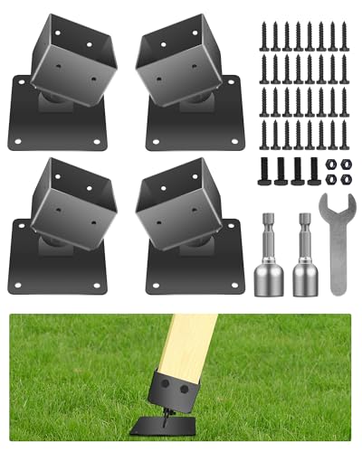 Tofcbye 9,1 x 9,1 cm verstellbare Schaukelhalterungen, Nivellierblöcke für Schaukel-Set, schützt Holzbeine, verbessert die Stabilität, geeignet für Schaukel im Freien, Holzbein-Nivellierung, 4 Stück von Tofcbye