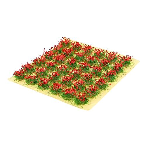 Tofficu 1 Blatt Graskorn Kunstgras Diorama-Gras Grasfleck Grasmatte Gras künstlich Artificial Flower sztuczne kwiaty Artificial Grass Blumenschmuck Mini-Gras-Cluster selber Machen rot von Tofficu