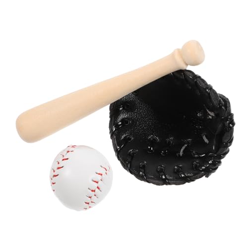 Tofficu 1 Satz Mini-baseballschläger- Mini-Baseball- Miniatur-baseballschläger Mini Baseball Miniatur -sportspielzeug Miniaturfledermäuse Miniatur -sportbälle Schwarz Abs von Tofficu