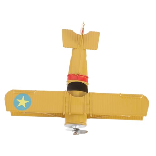Tofficu 1 Stück Doppeldeckermodell hühner kinderknallzeug Kinderzimmerdekoration gilbe für Retro-Doppeldecker kreative Flugzeugdekoration eiserne Miniaturflugzeuge Eisen Yellow von Tofficu